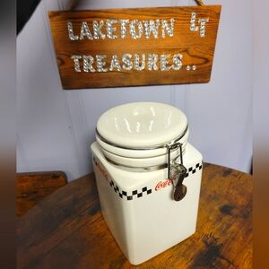 Vintage Coca-Cola Ceramic Jar with Latch retro style-black/white/red